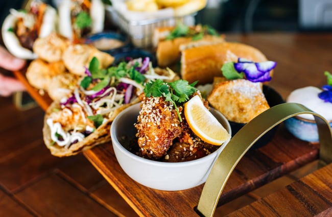Close up of fried chicken from On A Roll.