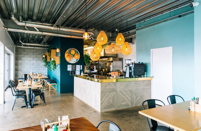 Seating area at On A Roll.