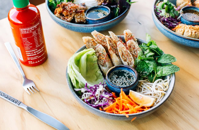 Spring rolls with chopped vegetables from On A Roll.