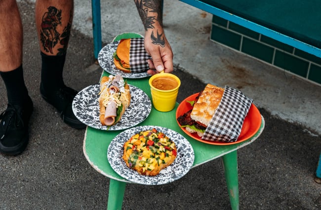 A close up of food and coffee.
