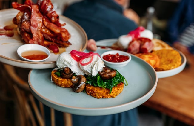 Brunch dishes being served at Orchard Garden Cafe.