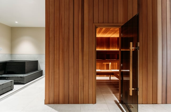 Door is open to the sauna space at O-Studio.