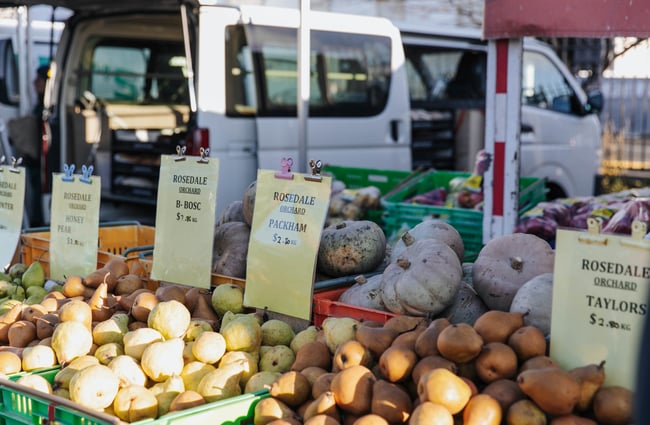 Close up of vegetables on display.