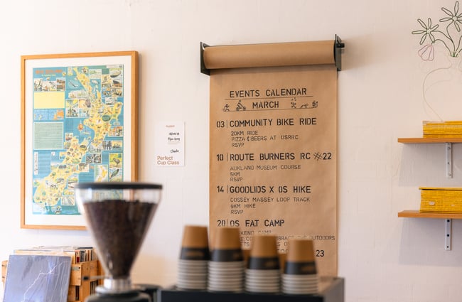 Events calendar at Outdoors Society in Auckland