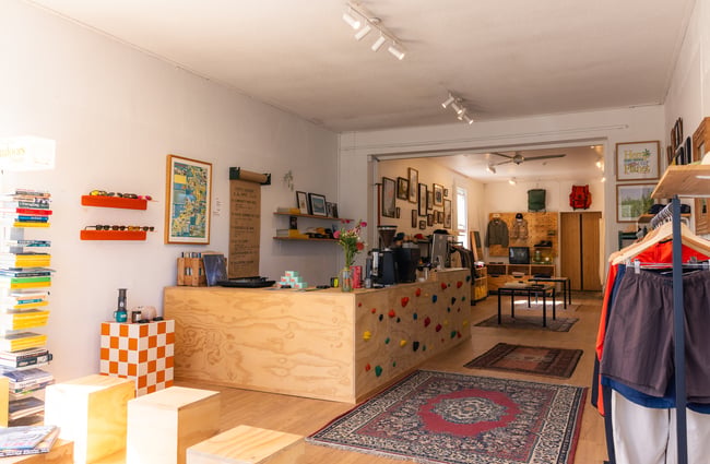 Overview of shop interior at Outdoors Society in Auckland