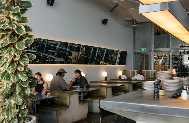Customers at tables at Ozone Coffee.