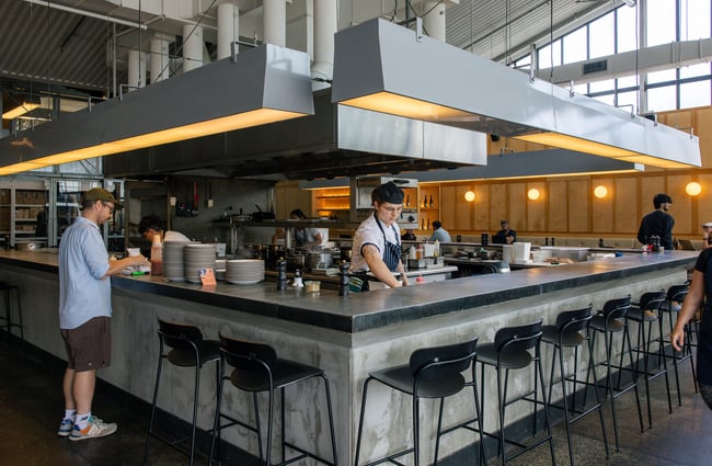Open kitchen at Ozone Coffee.