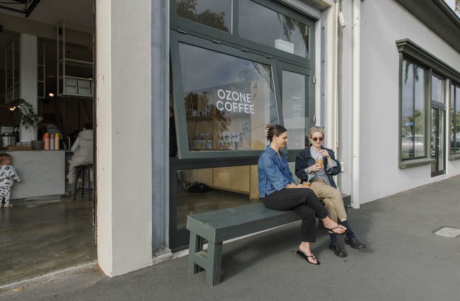 Customers sitting outside at Ozone Coffee Walker Street.