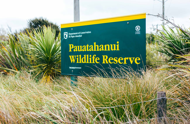Pāuatahanui Wildlife Reserve DOC sign.