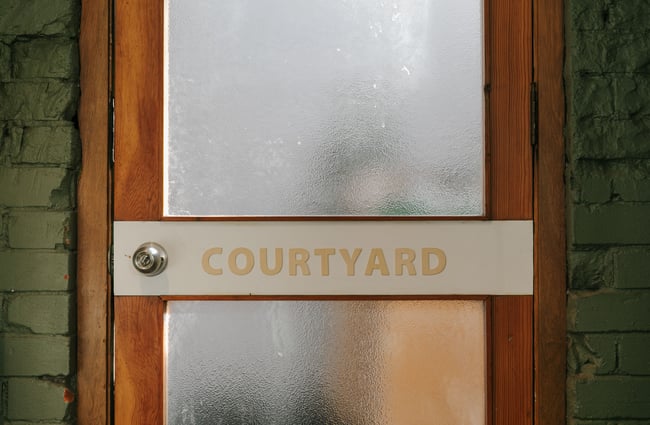 Door to courtyard at Park Ranger in Christchurch.