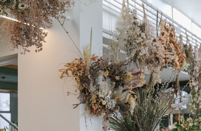 Dried floral arrangement at Park Ranger in Christchurch.
