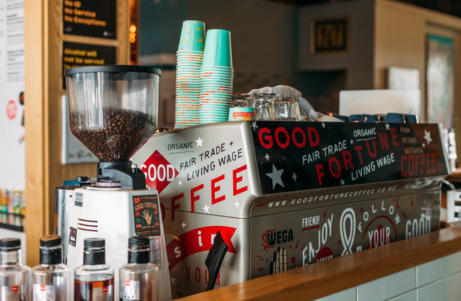 A close up of the coffee machine on the counter at Passo.