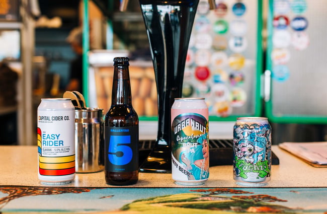 Selection of craft beers from  Peach's Hot Chicken, Auckland.