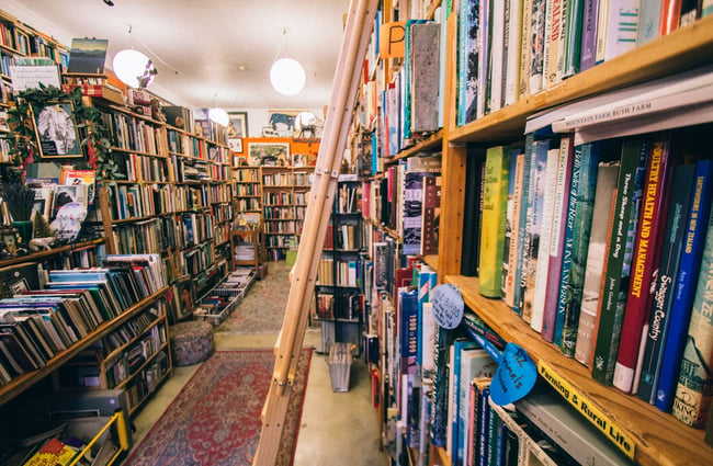 Books on shelves.