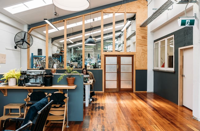 The bright and colourful interior of Peoples Coffee.