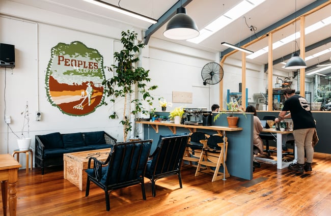 The colourful interior of Peoples Coffee Roastery in Wellington.