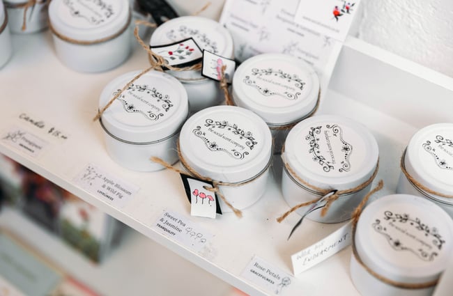 Products for sale at Petals.