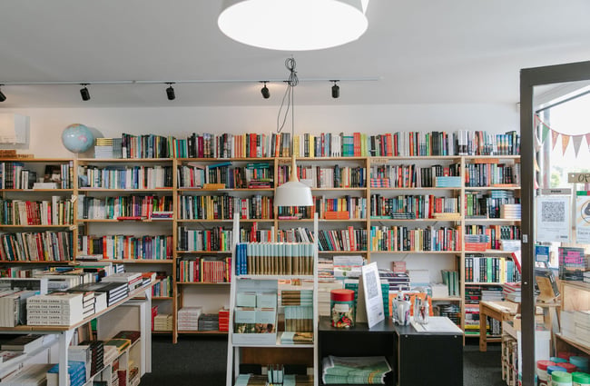 Lots of bookcases at Petronella's Gallery and Bookstore, Tekapo.