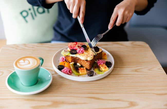 A close up of French toast.