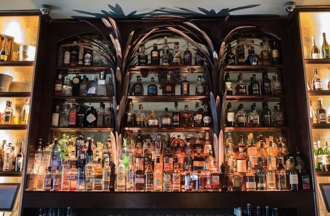 Alcohol in a shelf inside.