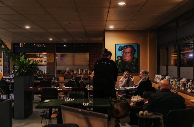 Inside the restaurant.