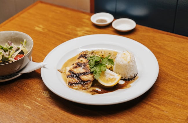 A plate of food.