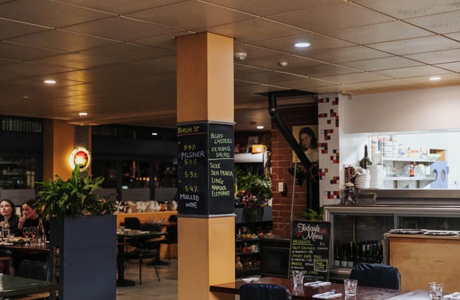 Inside the restaurant.