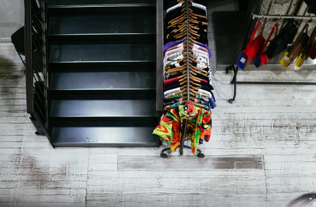 Looking down on the store.