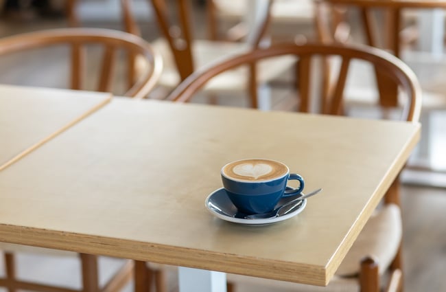 Coffee on the table at Poca Poca.