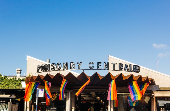 Exterior sign for Ponsonby Central, Auckland.
