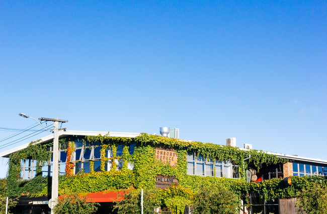 Exterior view of Ponsonby Central from the lane entrance.