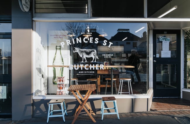 The entrance to the butcher.