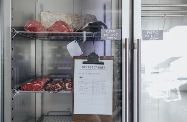 The dry age meat cabinet.