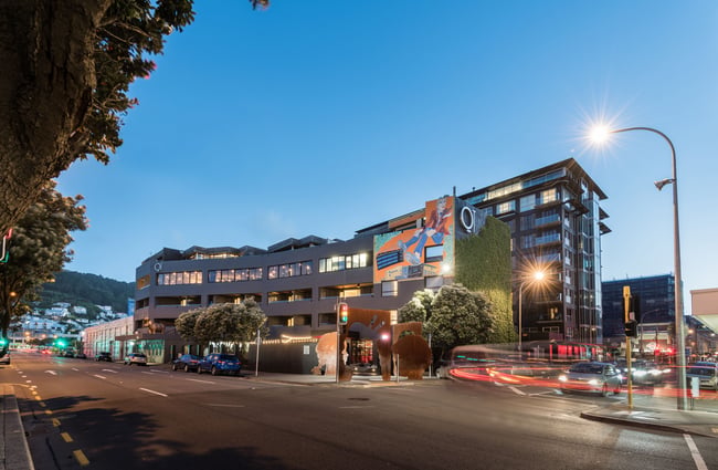 The exterior of QT Hotel Wellington.