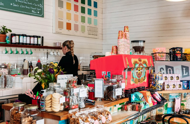 Front counter area of Queen Sally's Diamond Deli in Lyall Bay Wellington