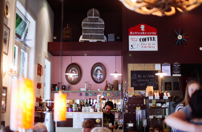The interior of the cafe.