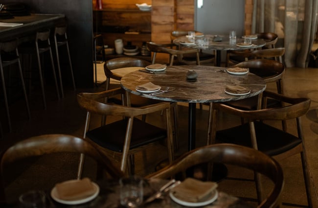 Close up of dining tables at Rata restaurant in Queenstown