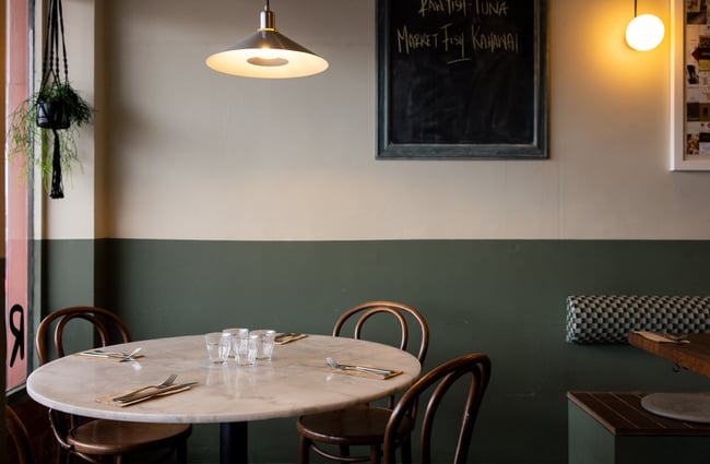 A corner seating area inside Ragtag Auckland.