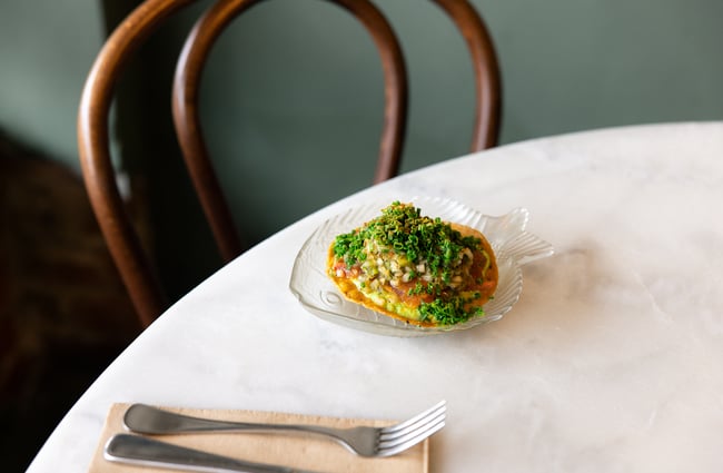 A close up of a small meal on a table at Ragtag Auckland.