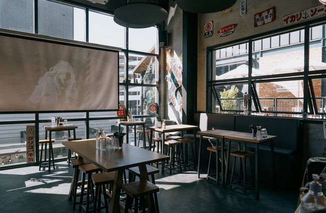Overview of indoor dining area at Ramen Ria in Christchurch