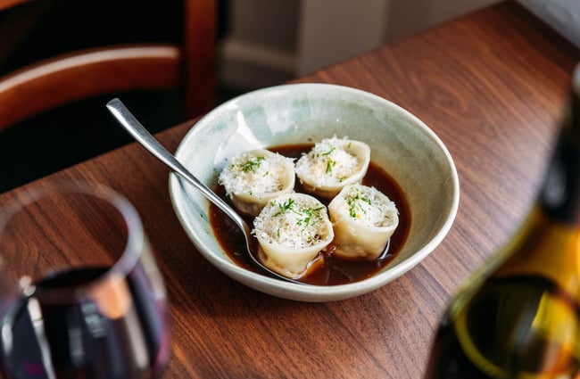 French onion soup dumplings at Rata's Kitchen in Petone