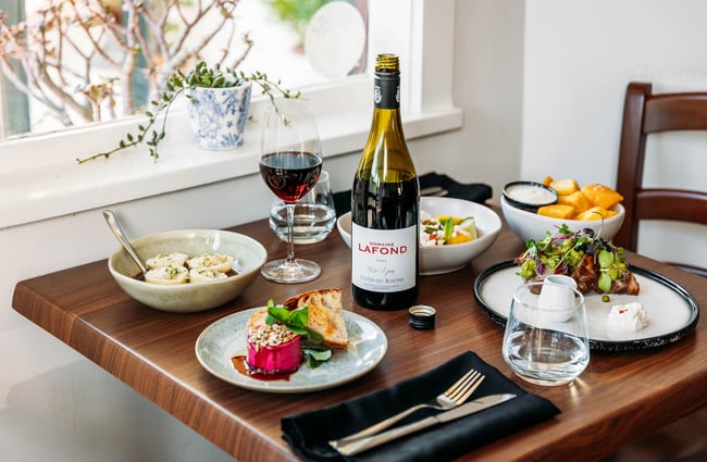 Selection of plates on table at Rata's Kitchen in Petone