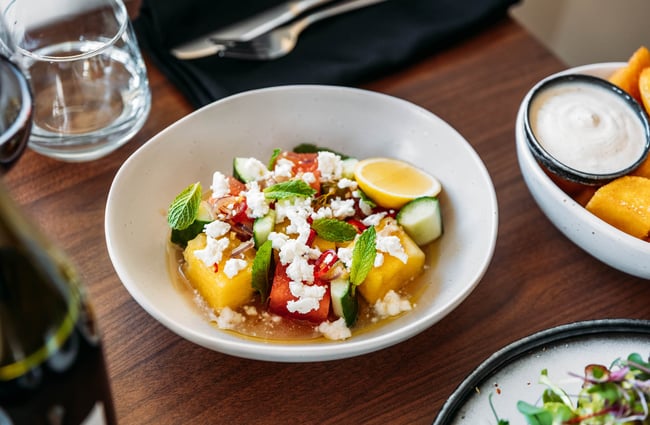 Watermelon and cucumber salad at Rata's Kitchen in Petone