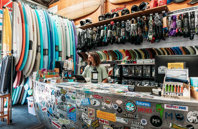 The inside of Real Surf in Wellington.