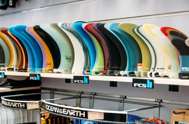 A close up of surfboard fins.
