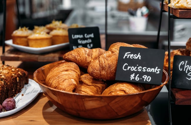 Croissants on display at Recharge Bar & Cafe.