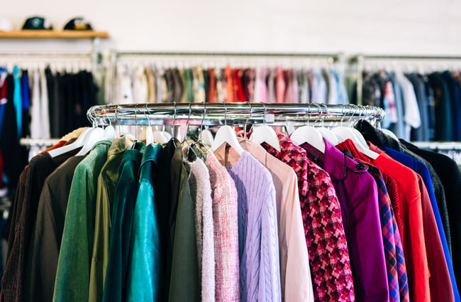 A colourful array of jumpers at Recycle Boutique, Hamilton.