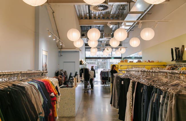 View down the store.