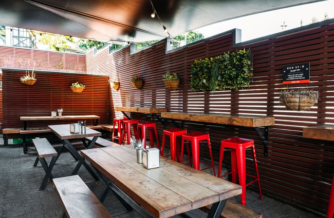 Outdoor seating area at Red Star, Wānaka.