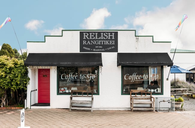 The exterior of Relish cafe in Rangitikei.